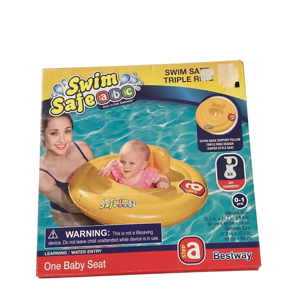 Bestway Swim Safe ABC Step A Baby Seat Inflatable Pool Float Yellow 0-1 Years